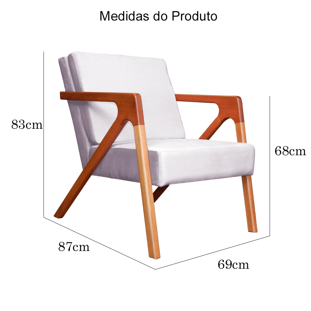 Kit 02 Poltronas Decorativas Monalisa para Sala de Estar Veludo Rosê