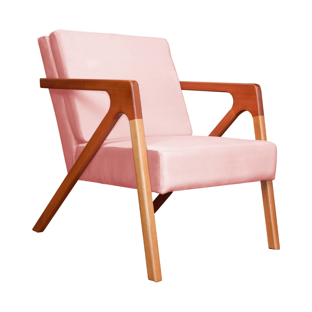 Kit 02 Poltronas Decorativas Monalisa para Sala de Estar Veludo Rosa