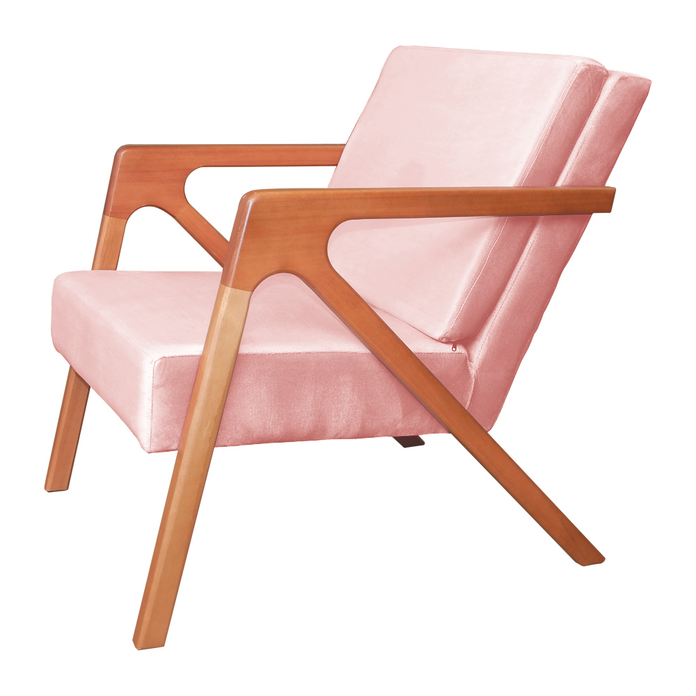 Kit 02 Poltronas Decorativas Monalisa para Sala de Estar Veludo Rosa
