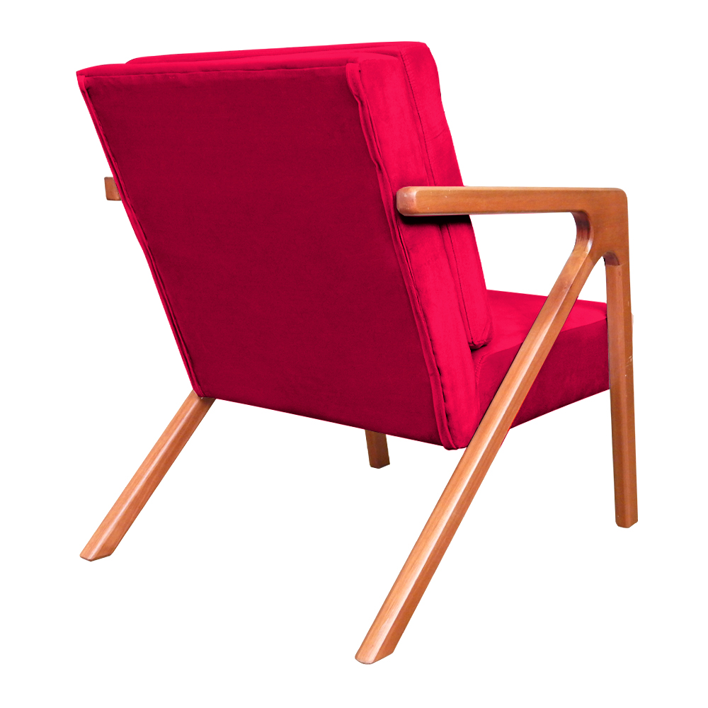 Kit 02 Poltronas Decorativas Monalisa para Sala de Estar Veludo Vermelho