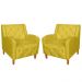 Kit 02 Poltronas Decorativas Munique Pés Trapézio Suede Amarelo - DS Estofados