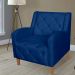 Kit 02 Poltronas Decorativas Munique Pés Trapézio Suede Azul Marinho - DS Estofados