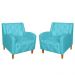 Kit 02 Poltronas Decorativas Munique Pés Trapézio Suede Azul Turqueza - DS Estofados
