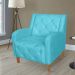 Kit 02 Poltronas Decorativas Munique Pés Trapézio Suede Azul Turqueza - DS Estofados