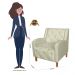 Kit 02 Poltronas Decorativas Munique Pés Trapézio Suede Bege - DS Estofados