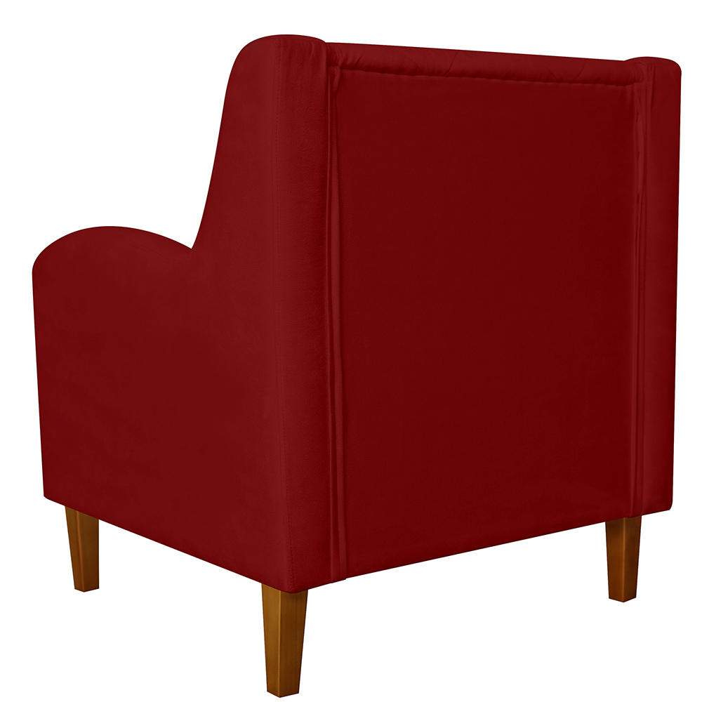 Kit 02 Poltronas Decorativas Munique Pés Trapézio Suede Bordô - DS Estofados