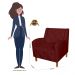 Kit 02 Poltronas Decorativas Munique Pés Trapézio Suede Bordô - DS Estofados