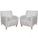 Kit 02 Poltronas Decorativas Munique Pés Trapézio Suede Branco - DS Estofados