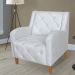 Kit 02 Poltronas Decorativas Munique Pés Trapézio Suede Branco - DS Estofados