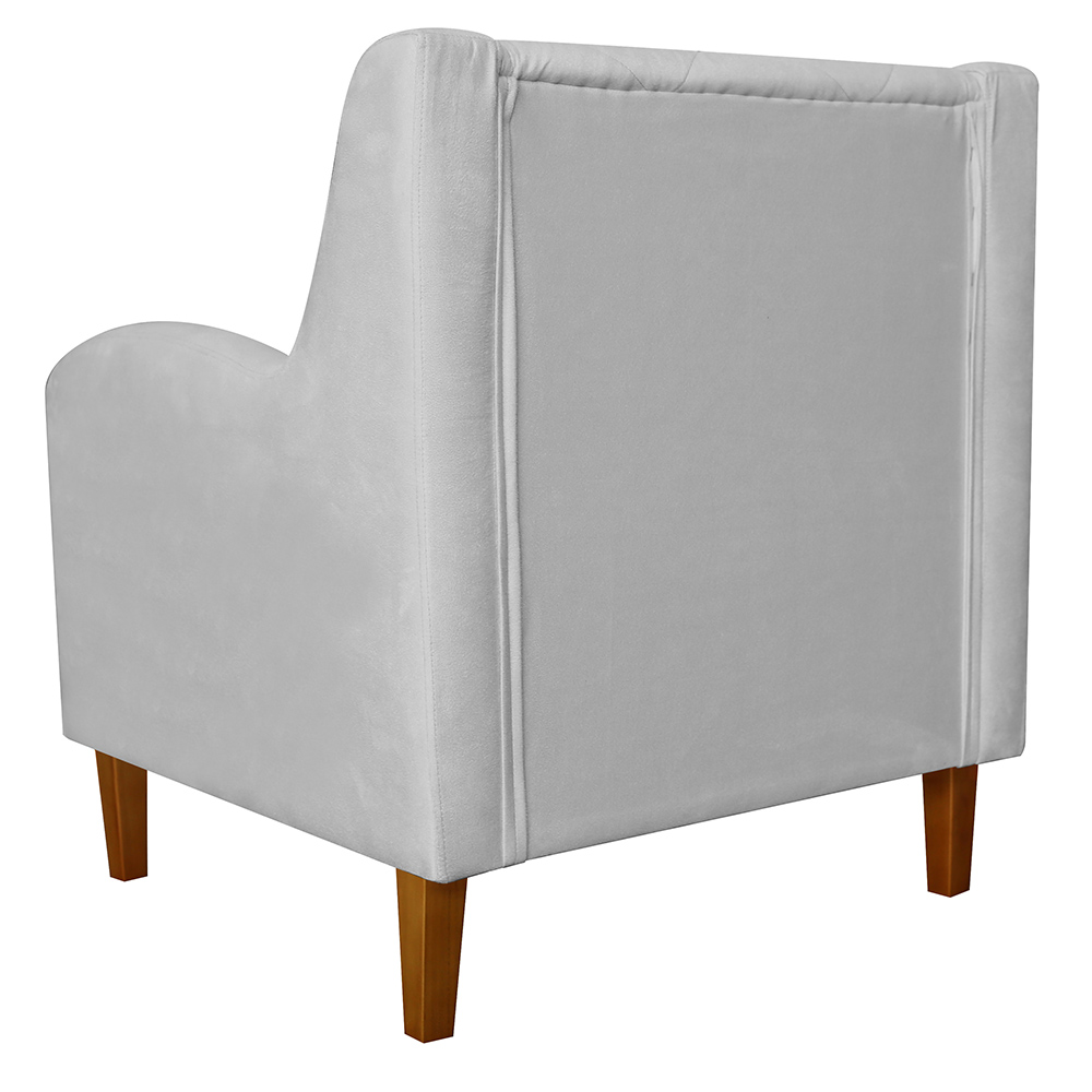 Kit 02 Poltronas Decorativas Munique Pés Trapézio Suede Branco - DS Estofados