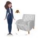 Kit 02 Poltronas Decorativas Munique Pés Trapézio Suede Branco - DS Estofados