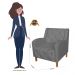 Kit 02 Poltronas Decorativas Munique Pés Trapézio Suede Cinza - DS Estofados