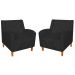 Kit 02 Poltronas Decorativas Munique Pés Trapézio Suede Preto - DS Estofados