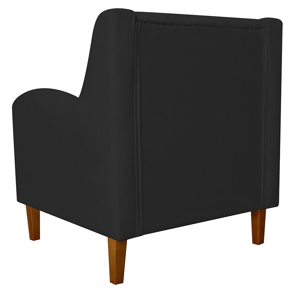 Kit 02 Poltronas Decorativas Munique Pés Trapézio Suede Preto - DS Estofados
