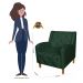 Kit 02 Poltronas Decorativas Munique Pés Trapézio Suede Verde - DS Estofados