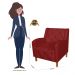 Kit 02 Poltronas Decorativas Munique Pés Trapézio Suede Vermelho - DS Estofados