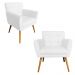 Kit 02 Poltronas Decorativas Onix Corino Branco - DS Móveis