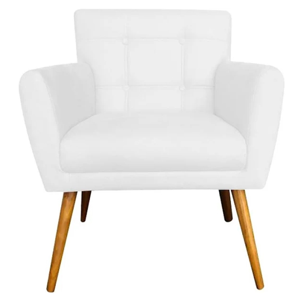 Kit 02 Poltronas Decorativas Onix Corino Branco - DS Móveis