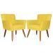 Kit 02 Poltronas Decorativas Onix Suede Amarelo - DS Estofados