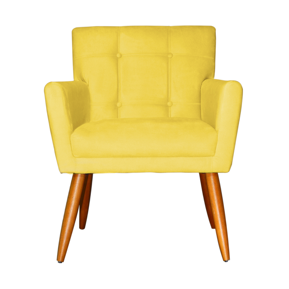 Kit 02 Poltronas Decorativas Onix Suede Amarelo - DS Estofados