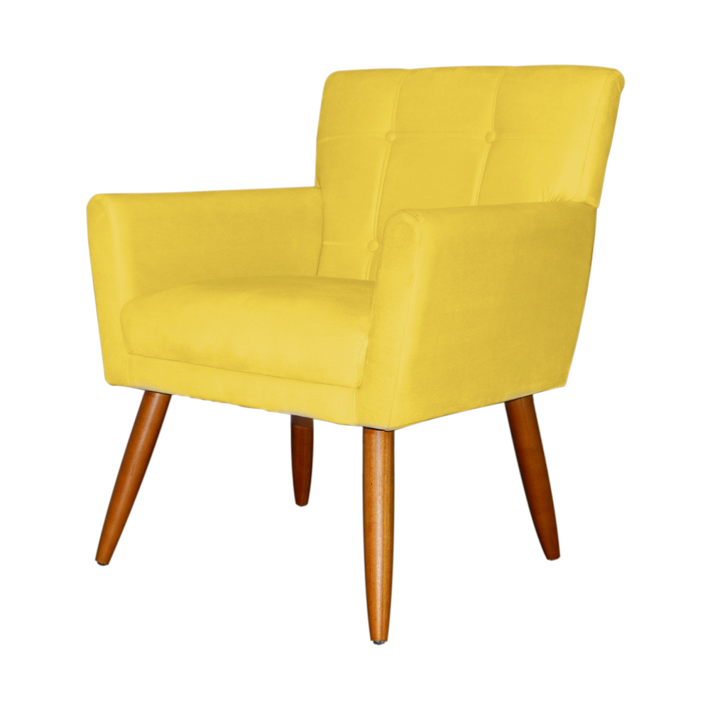 Kit 02 Poltronas Decorativas Onix Suede Amarelo - DS Estofados