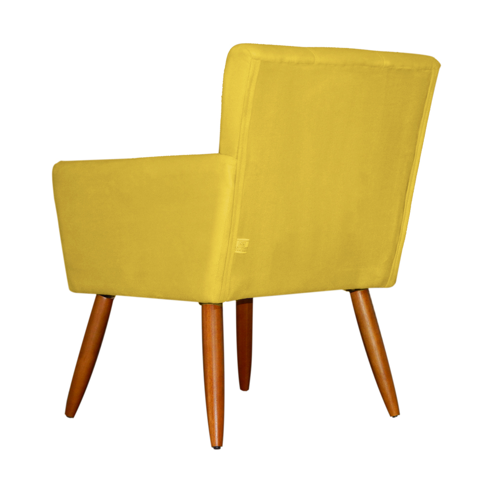 Kit 02 Poltronas Decorativas Onix Suede Amarelo - DS Estofados