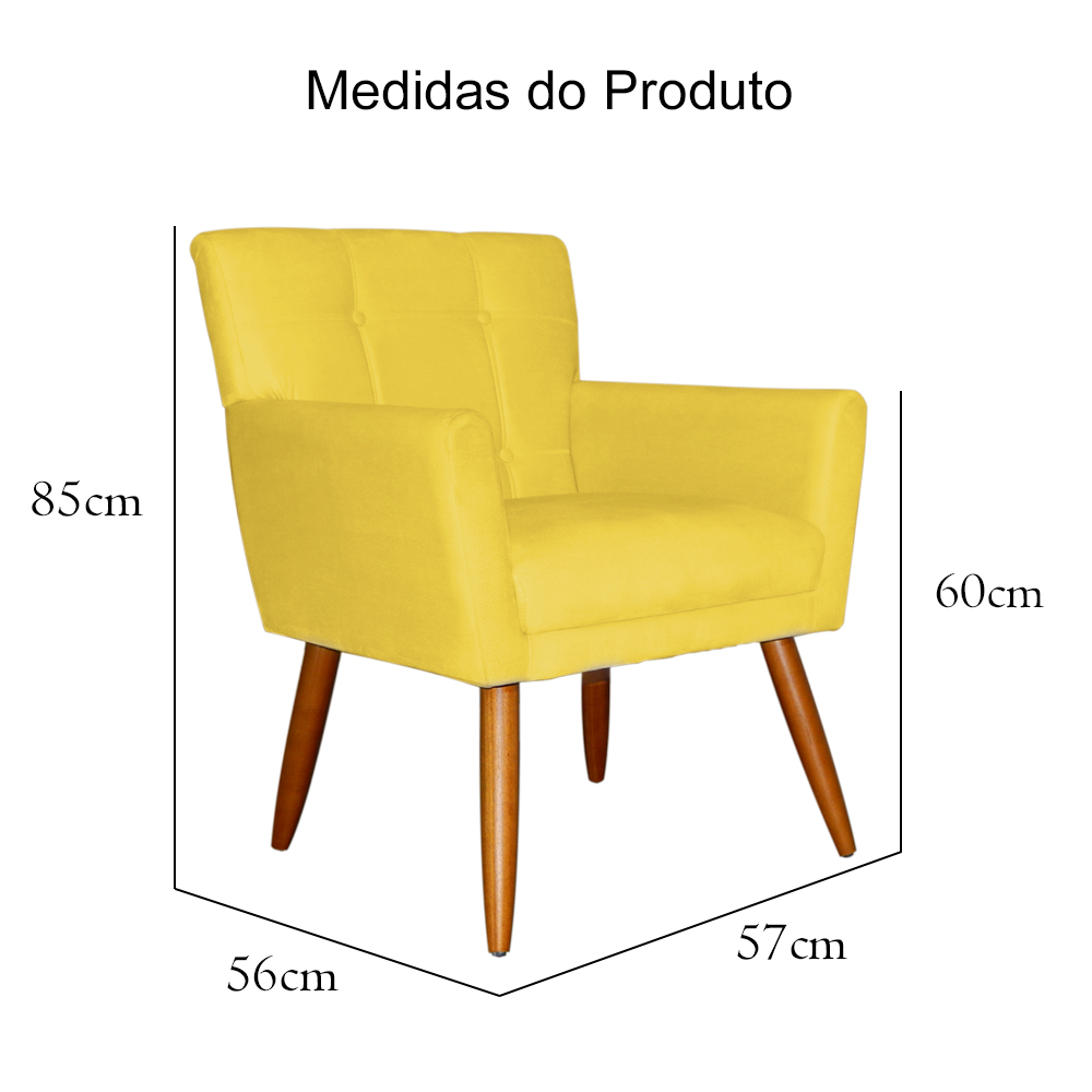 Kit 02 Poltronas Decorativas Onix Suede Amarelo - DS Estofados