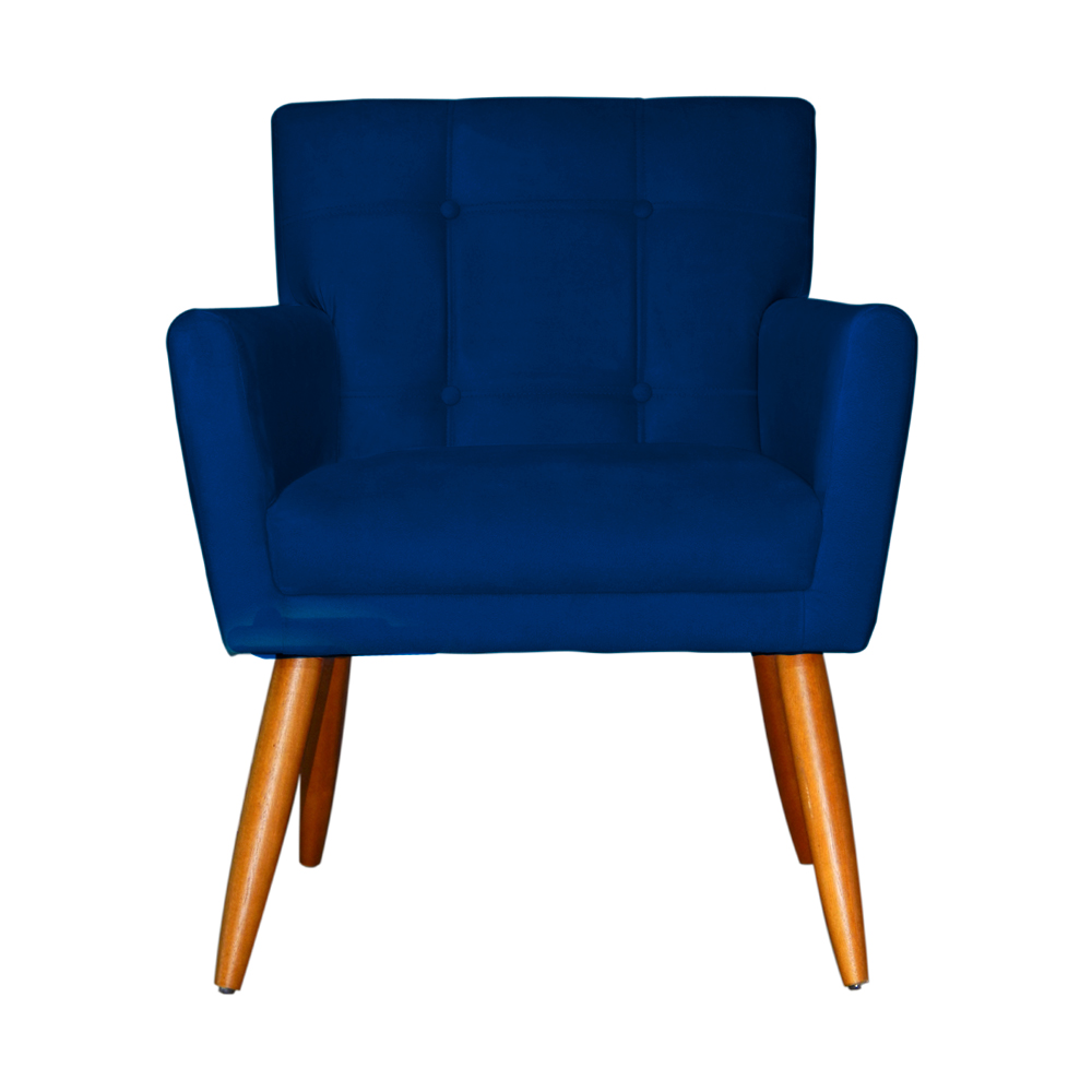 Kit 02 Poltronas Decorativas Onix Suede Azul Marinho - DS Móveis