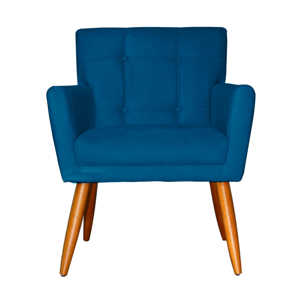 Kit 02 Poltronas Decorativas Onix Suede Azul Royal - DS Móveis