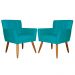 Kit 02 Poltronas Decorativas Onix Suede Azul Turquesa - DS Móveis