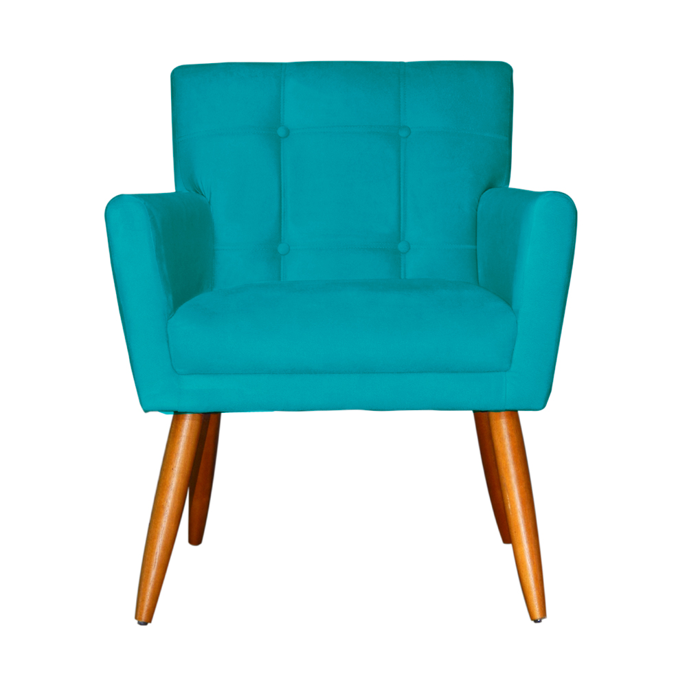 Kit 02 Poltronas Decorativas Onix Suede Azul Turquesa - DS Móveis