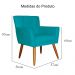 Kit 02 Poltronas Decorativas Onix Suede Azul Turquesa - DS Móveis