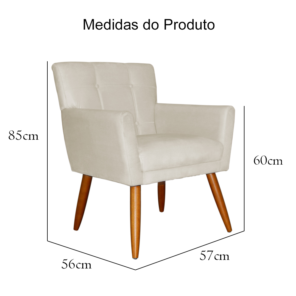 Kit 02 Poltronas Decorativas Onix Suede Bege - DS Móveis