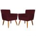 Kit 02 Poltronas Decorativas Onix Suede Bordô - DS Estofados