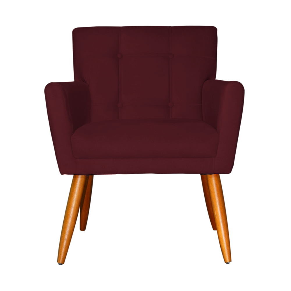 Kit 02 Poltronas Decorativas Onix Suede Bordô - DS Estofados