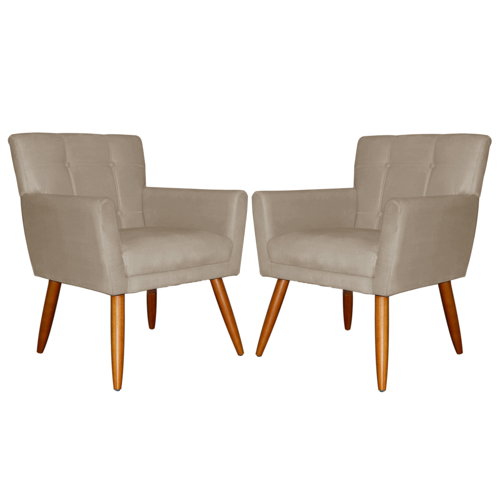 Kit 02 Poltronas Decorativas Onix Suede Capuccino - DS Estofados