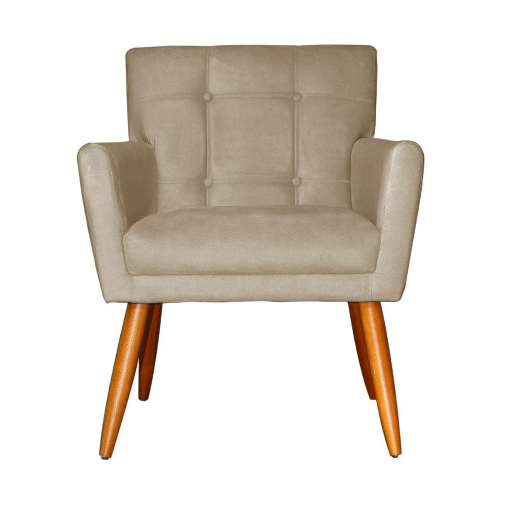 Kit 02 Poltronas Decorativas Onix Suede Capuccino - DS Estofados