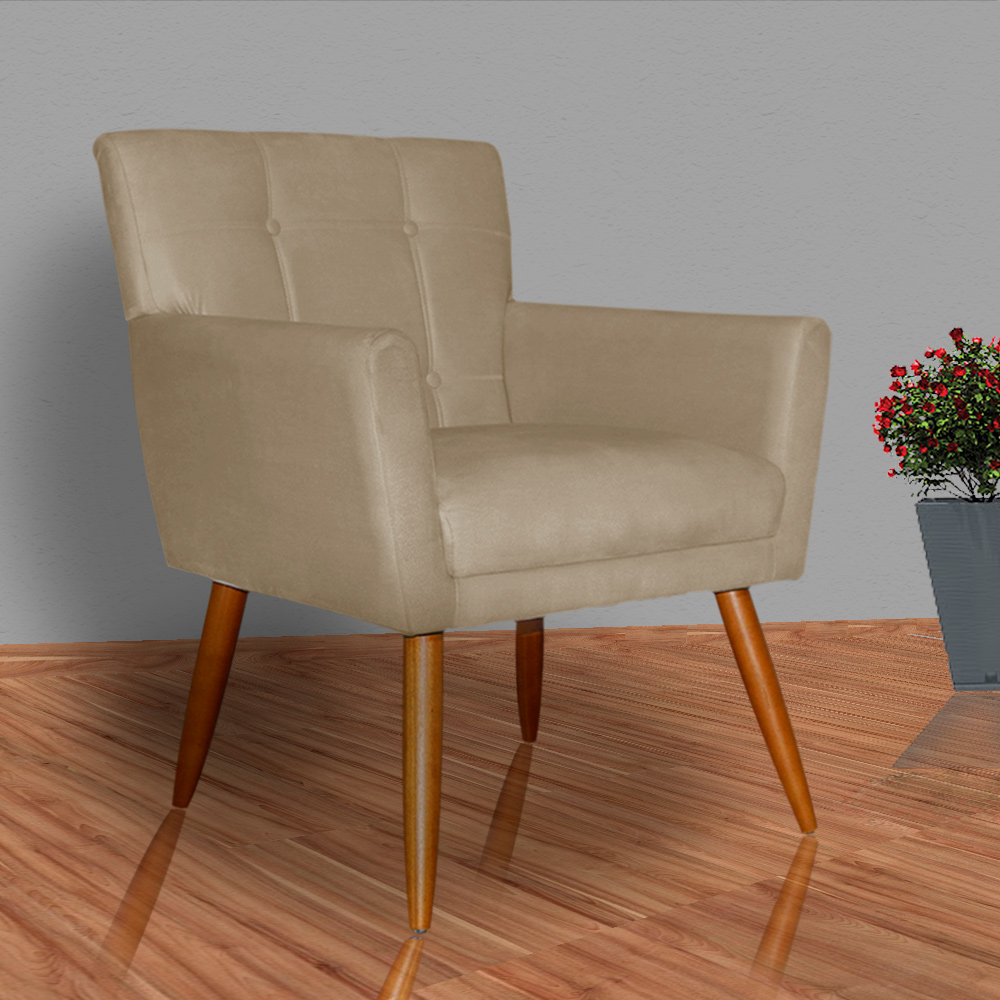 Kit 02 Poltronas Decorativas Onix Suede Capuccino - DS Estofados