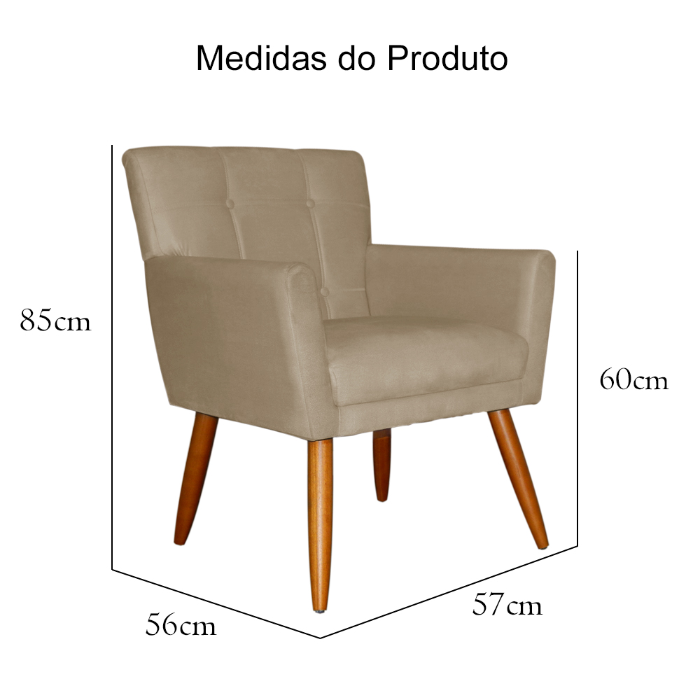 Kit 02 Poltronas Decorativas Onix Suede Capuccino - DS Estofados