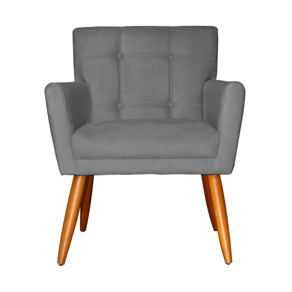 Kit 02 Poltronas Decorativas Onix Suede Cinza - DS Móveis