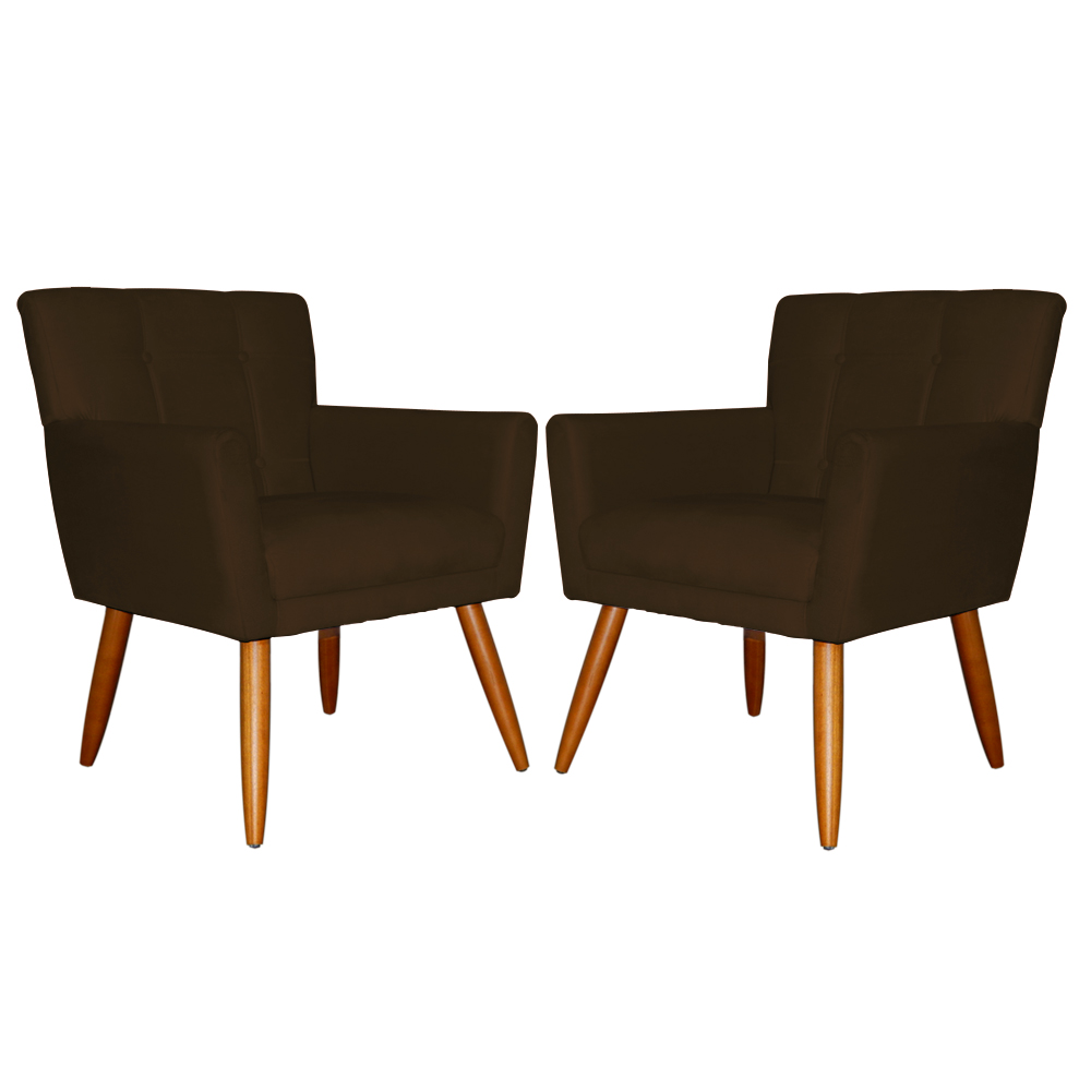 Kit 02 Poltronas Decorativas Onix Suede Marrom - DS Móveis