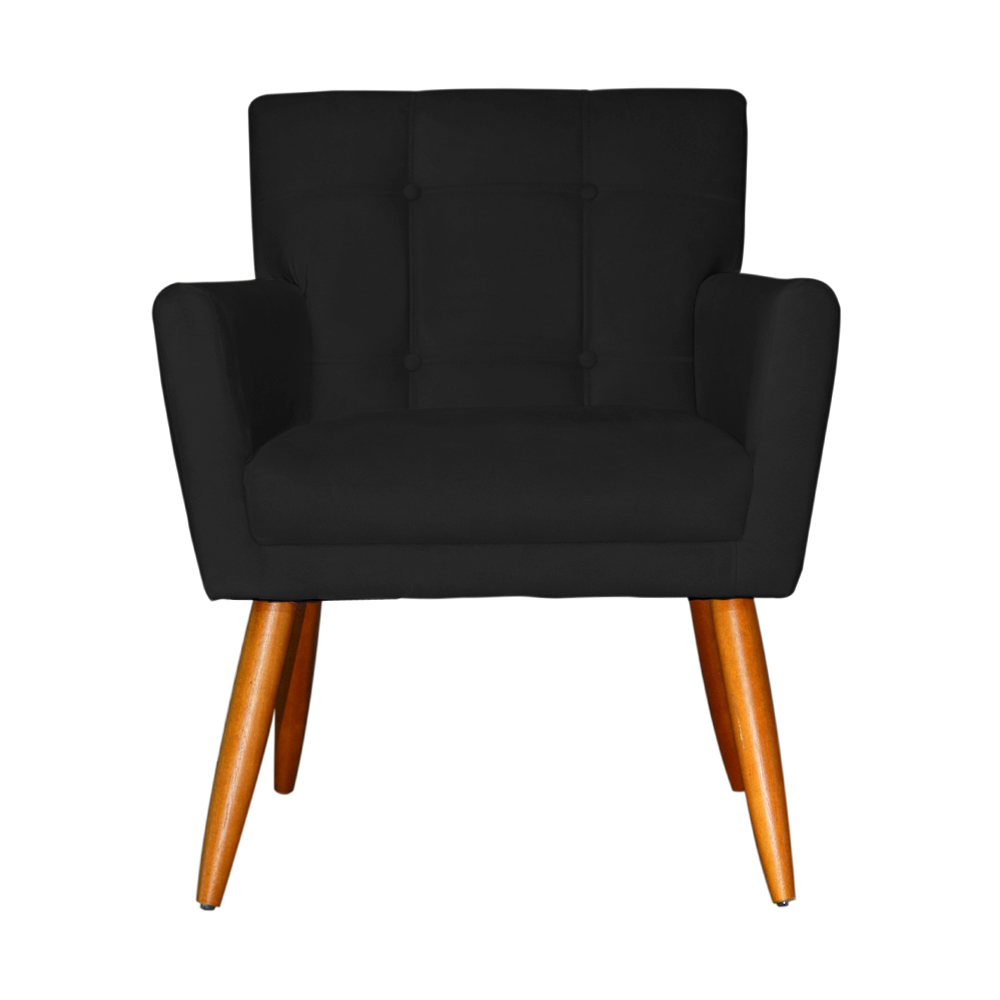 Kit 02 Poltronas Decorativas Onix Suede Preto - DS Móveis