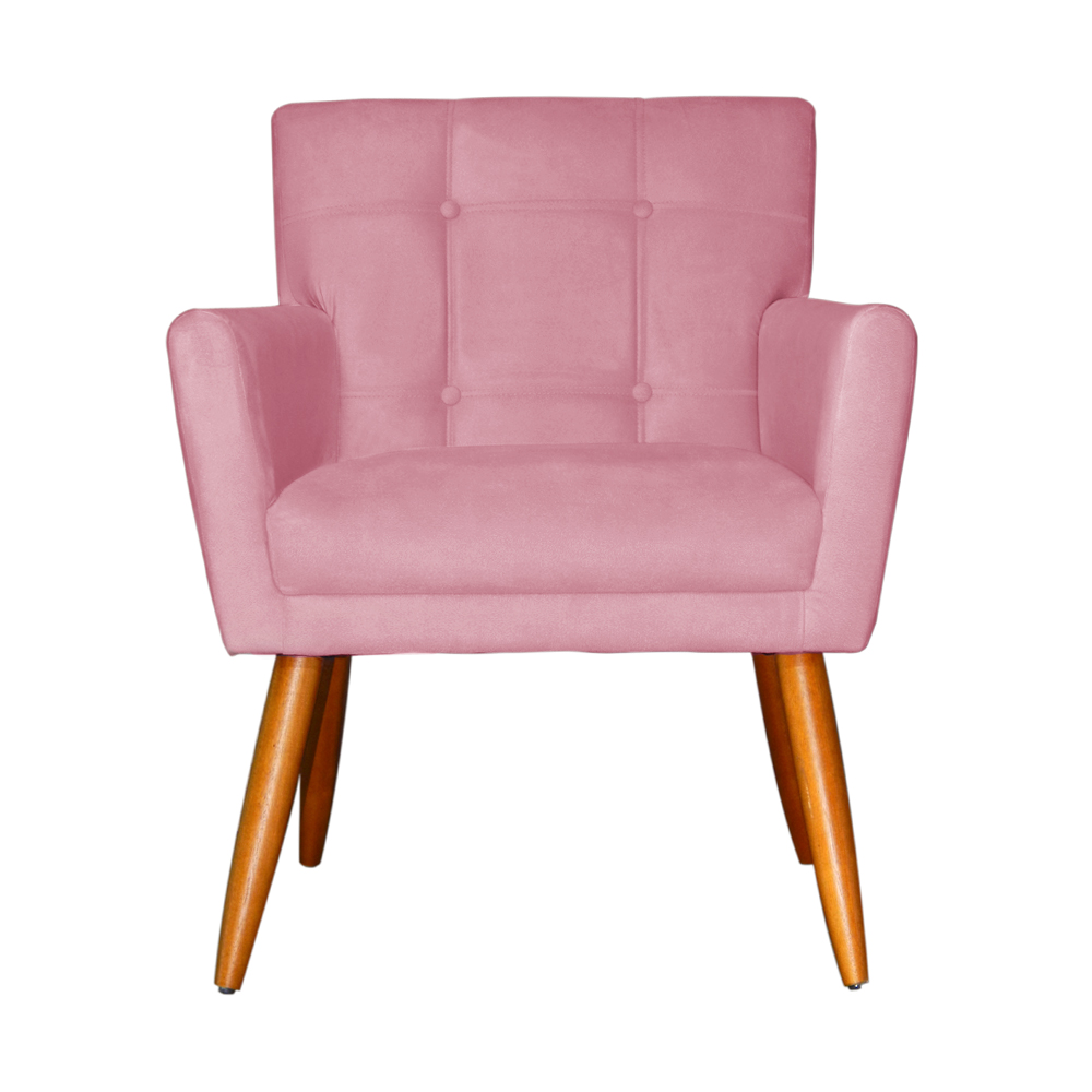 Kit 02 Poltronas Decorativas Onix Suede Rosa - DS Móveis