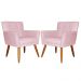 Kit 02 Poltronas Decorativas Onix Suede Rosa Bebê - DS Estofados
