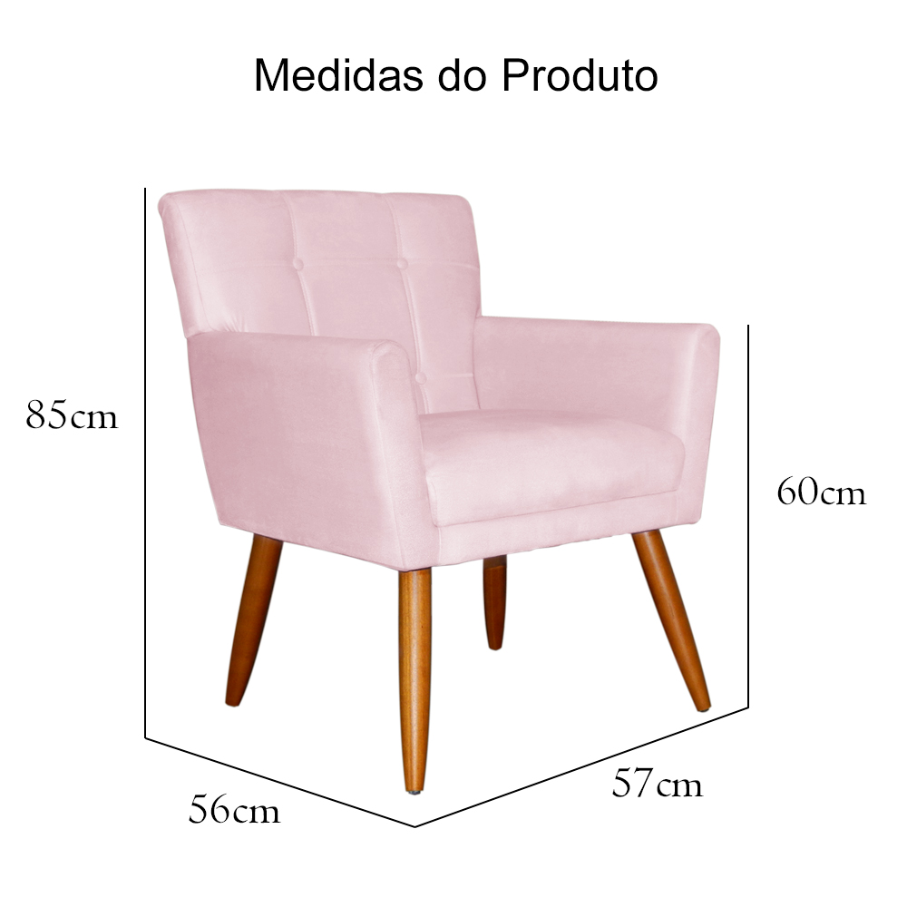 Kit 02 Poltronas Decorativas Onix Suede Rosa Bebê - DS Estofados