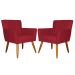 Kit 02 Poltronas Decorativas Onix Suede Vermelho - DS Móveis