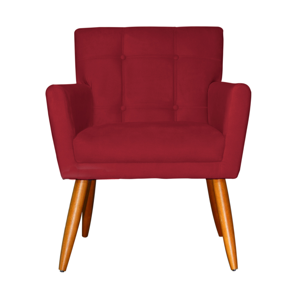 Kit 02 Poltronas Decorativas Onix Suede Vermelho - DS Móveis
