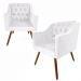Kit 02 Poltronas Decorativas Pés Palito Amanda Suede Branco