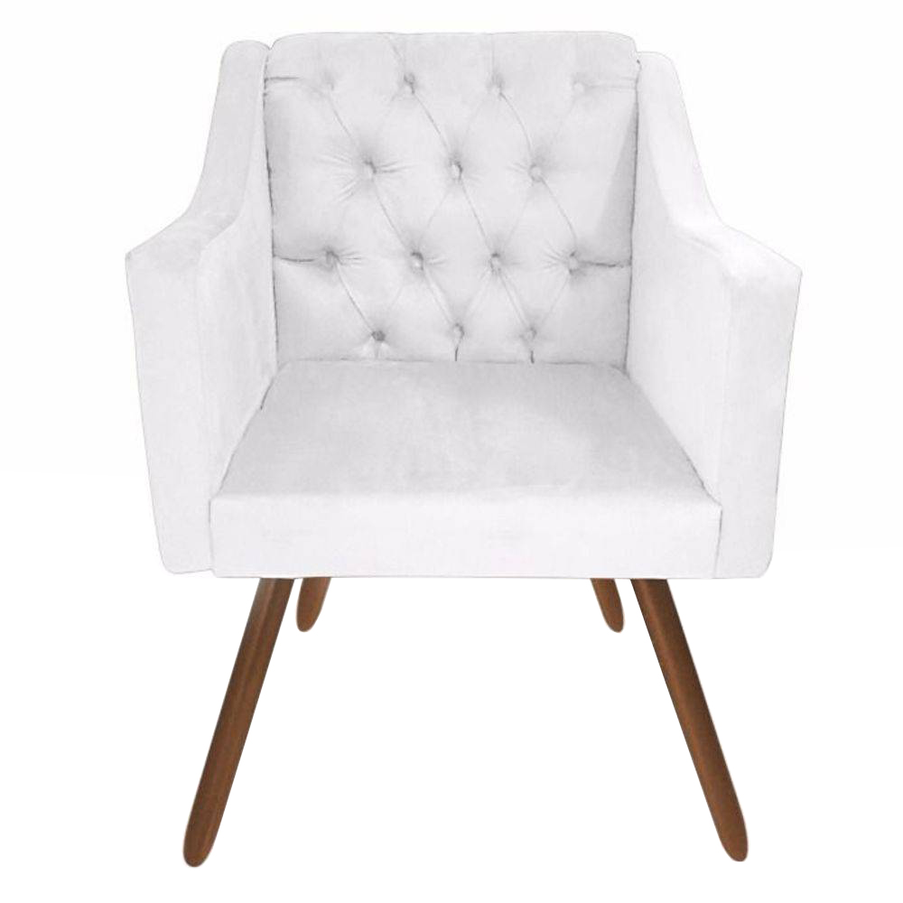 Kit 02 Poltronas Decorativas Pés Palito Amanda Suede Branco