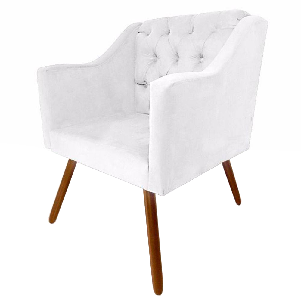 Kit 02 Poltronas Decorativas Pés Palito Amanda Suede Branco